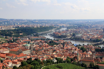 Fototapeta na wymiar View of the Charles Bridge, the Vltava River and the Old Town of Prague