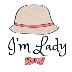 Retro style hat and tie. Inscription for T-shirts. Vintage Colors Vector Illustration