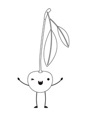 cherries fresh fruit kawaii character vector illustration design