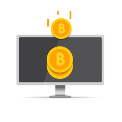 Peer to peer payments.  PC transfer money.  Cryptocurrency Transaction. Vector illustration.