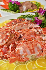 Steamed crabs prepared on plate