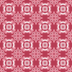 Red floral seamless pattern. Pale red and beige colored background