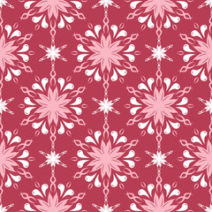 Naklejka na ściany i meble Red and beige floral seamless pattern. Pale red colored background