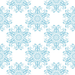 Blue floral seamless pattern on white background