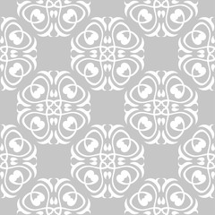White floral seamless pattern on gray background