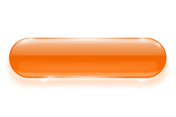 Oval glass button. Orange 3d shiny blank push button