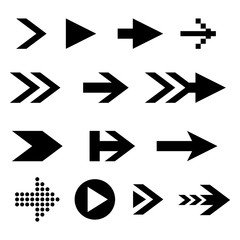 Black arrows. Collection of flat icons