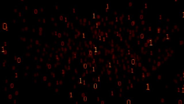 Binary code background. Camera flying through binary numbers. 
