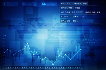 2d rendering Stock market online business concept. business Graph 