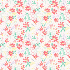 Nice vector seamless flower pattern. Endless background decorative elements. Modern floral texture.