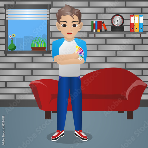 Male Interior Designer Holding Color Palette Stock Image