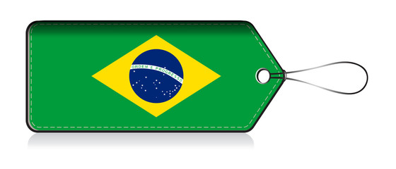 Brazillain flag lable, Label of product made in Brazil © VectorPart