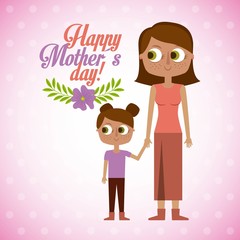 mom and daugther together happy mothers day vector illustration