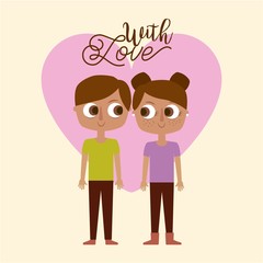 mothers day greeting card cute children with love heart vector illustration