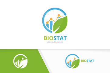 Vector graph and leaf logo combination. Diagram and eco symbol or icon. Unique chart and organic logotype design template.