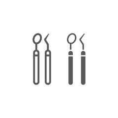 Dentist Tools line and glyph icon, stomatology and dental, care sign vector graphics, a linear pattern on a white background, eps 10.