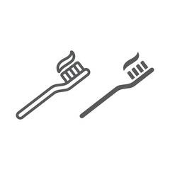 Toothbrush line and glyph icon, stomatology and dental, care sign vector graphics, a linear pattern on a white background, eps 10.