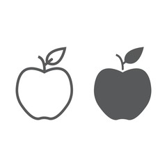 Apple line and glyph icon, diet and fruit, healthy food sign vector graphics, a linear pattern on a white background, eps 10