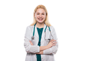 Fototapeta premium Woman doctor with stethoscope