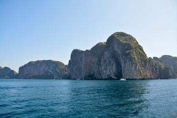 Coast of the island of Phi Phi.Azure water.Thailand