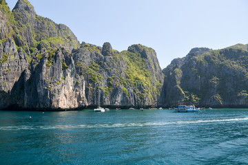 Coast of the island of Phi Phi.Azure water.Thailand