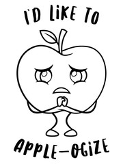 Sad Apple fruit vector