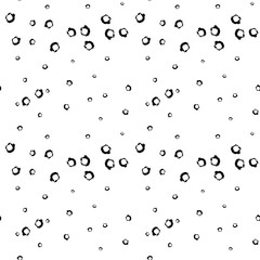 Hand Drawn Black and White Seamless Grunge Dust Messy Pattern With Ink Doodles. Circles, Spots and Dots Endless Textures