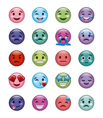set of smiley icons with different face expression vector illustration