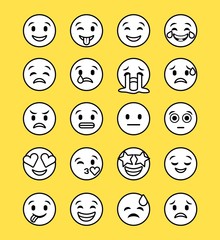 set of smiley icons with different face expression vector illustration