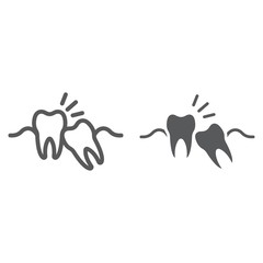 Fototapeta premium Wisdom teeth line and glyph icon, stomatology and dental, impacted tooth sign vector graphics, a linear pattern on a white background, eps 10.