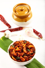 Fresh made garlic pickle from Kerala cuisine. © susansam90