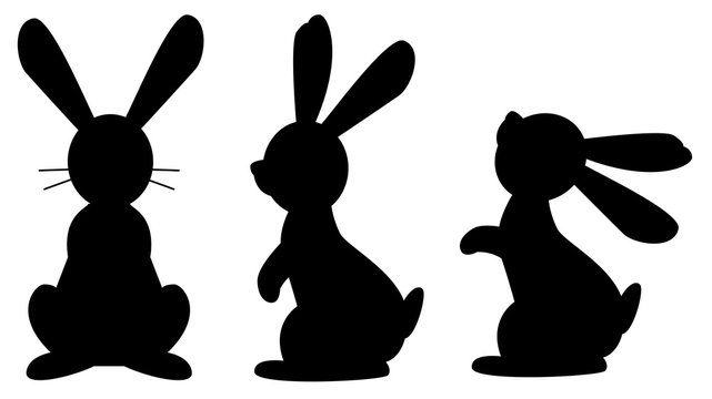 Funny rabbit black isolated silhouette on white background