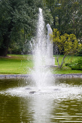 Naklejka premium Novi Sad, Serbia September 28, 2013: Danube park and fountain in the lake