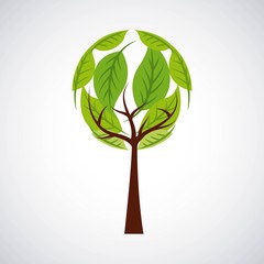 green ecology round tree environment symbol vector illustration