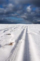 Fototapeta na wymiar Baltic sea coast in winter near Liepaja, Latvia.