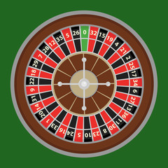Roulette, a roulette wheel of a casino. Casino logo.