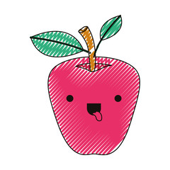 apple comic character fresh fruit icon vector illustration design