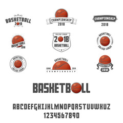Set of basketball - badge, logo and font. Vector illustration.