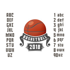 Set of basketball - badge, logo and font. Vector illustration.