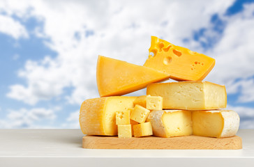 cheese on wooden table