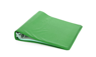 Old green ring binder isolated