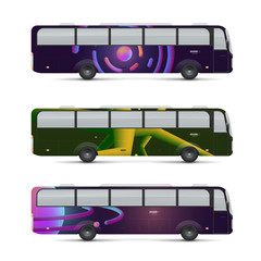 Mockup of passenger bus. Design templates for transport. Branding for advertising and corporate identity. Graphics elements for business or inspiration. Vector illustration.