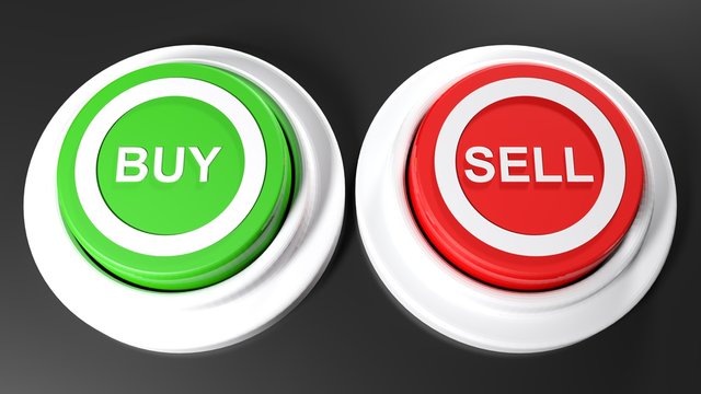 Pushbuttons to buy and sell - 3D rendering