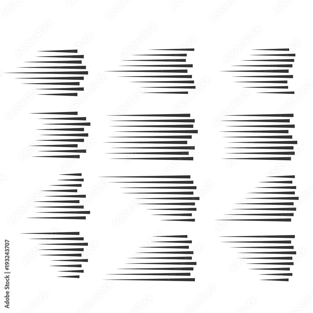 Wall mural Speed lines isolated. Motion effect. Black lines on white background.