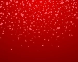 Hearts confetti isolated on red. Vector illustration.