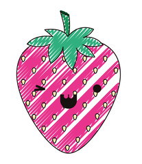 strawberries fresh fruit kawaii character vector illustration design