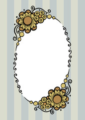 beautiful decorative painted vector frame with flowers