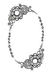black and white vector decorative oval frame