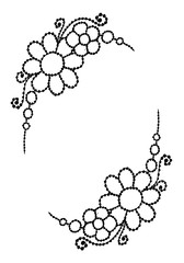 decorative floral black and white painted vector frame