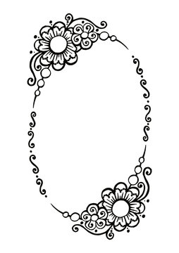 black and white vector decorative oval frame